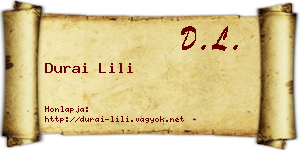 Durai Lili névjegykártya